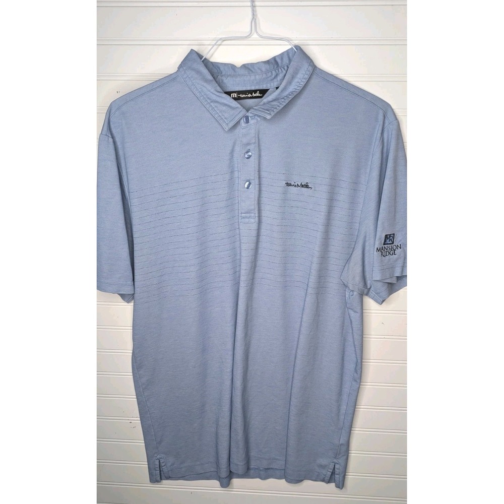 Travis Mathew Mens‎ Golf Polo XL Button Short Sleeve Blue CUSTOM Mansion Ridge